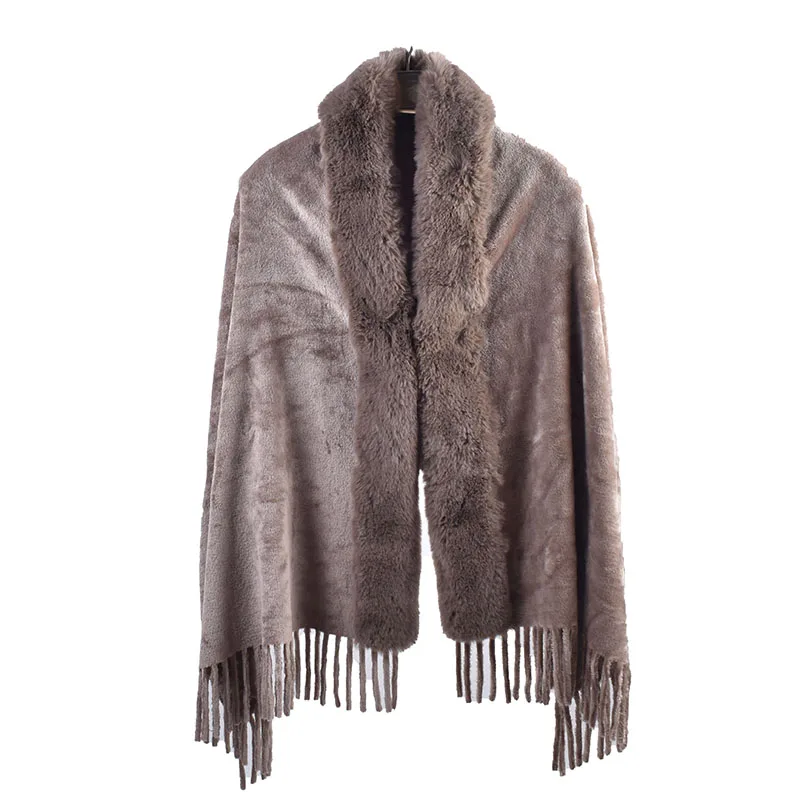 

Winter New Solid Color Shawl Warm Women's Wool Neck Scarf Shawl Dual purpose Thickened Dress Shawl