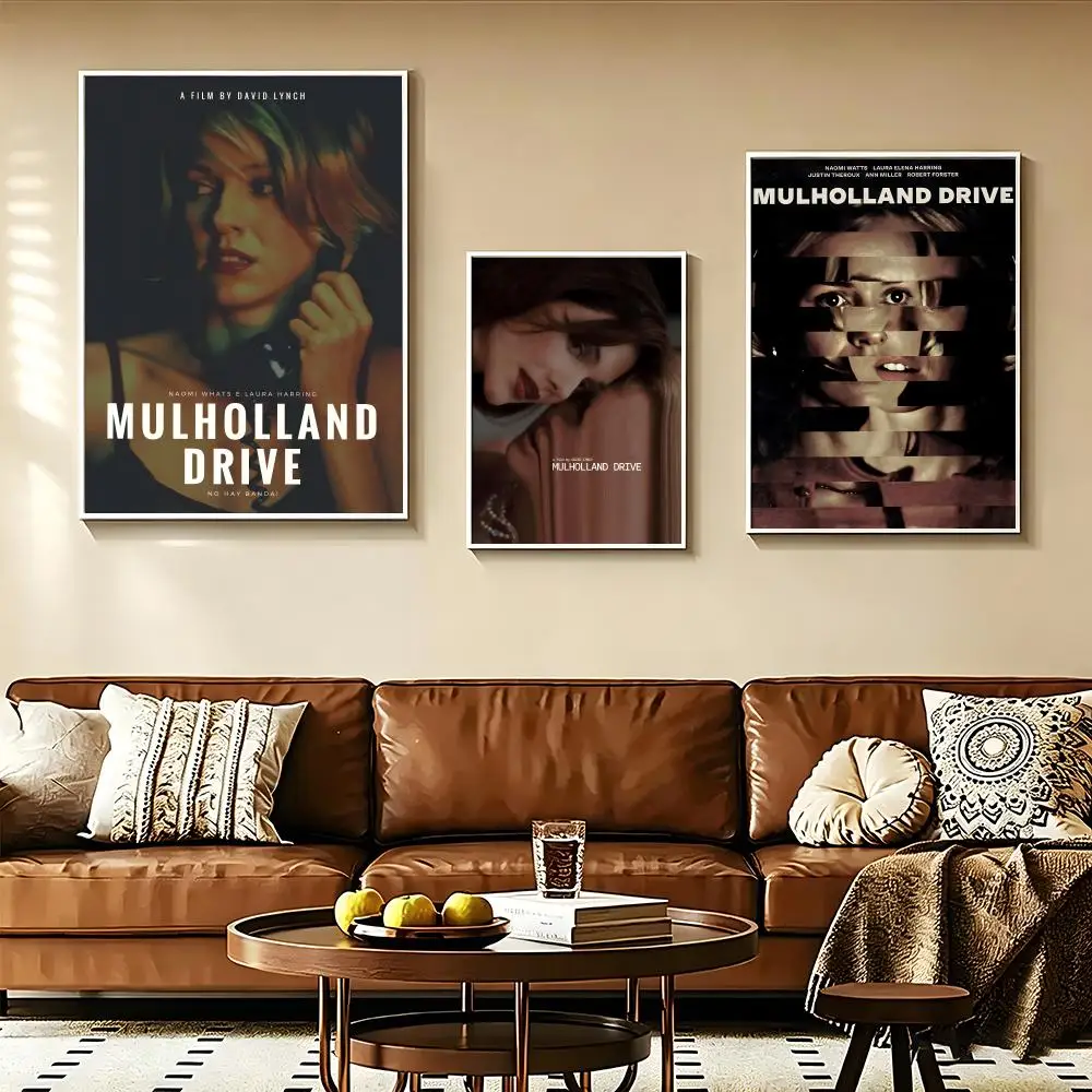 movie M-Mulholland D-Drive Poster posters Self-adhesive Paper Print Home Living Room Bedroom Entrance Bar Cafe Art