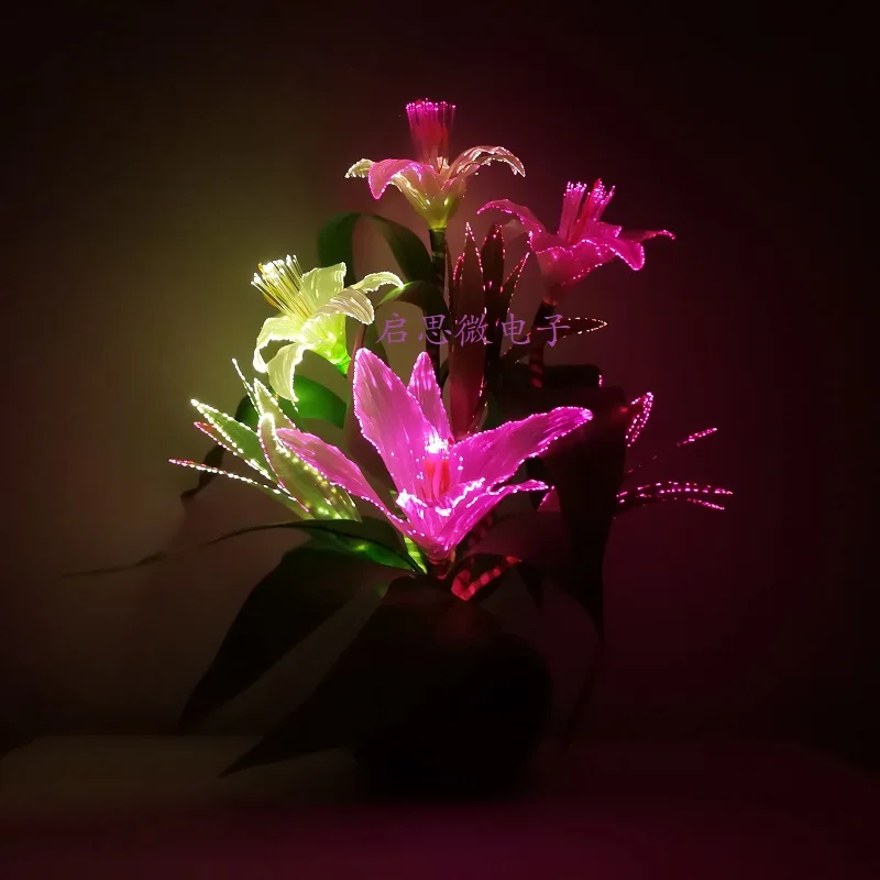 Multicolored Change Artificial Flowers Lamp Lily Table Light Indoor Home Office Shop Hotel Bar Decor Lampara De Noche Dormitorio