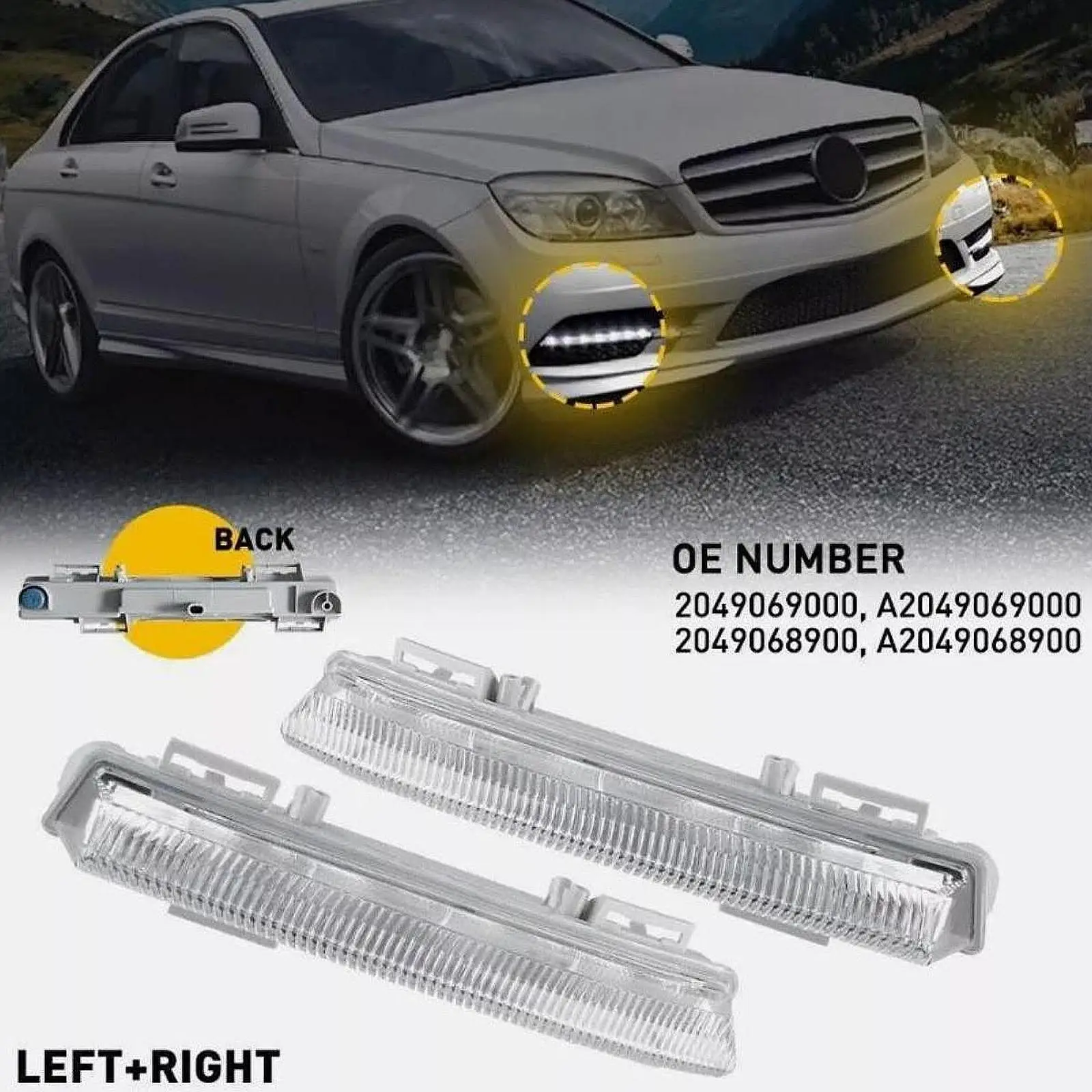 

2Pcs 2049069000 Fog Lamp for Mercedes Benz C-class W204 Easy to Install