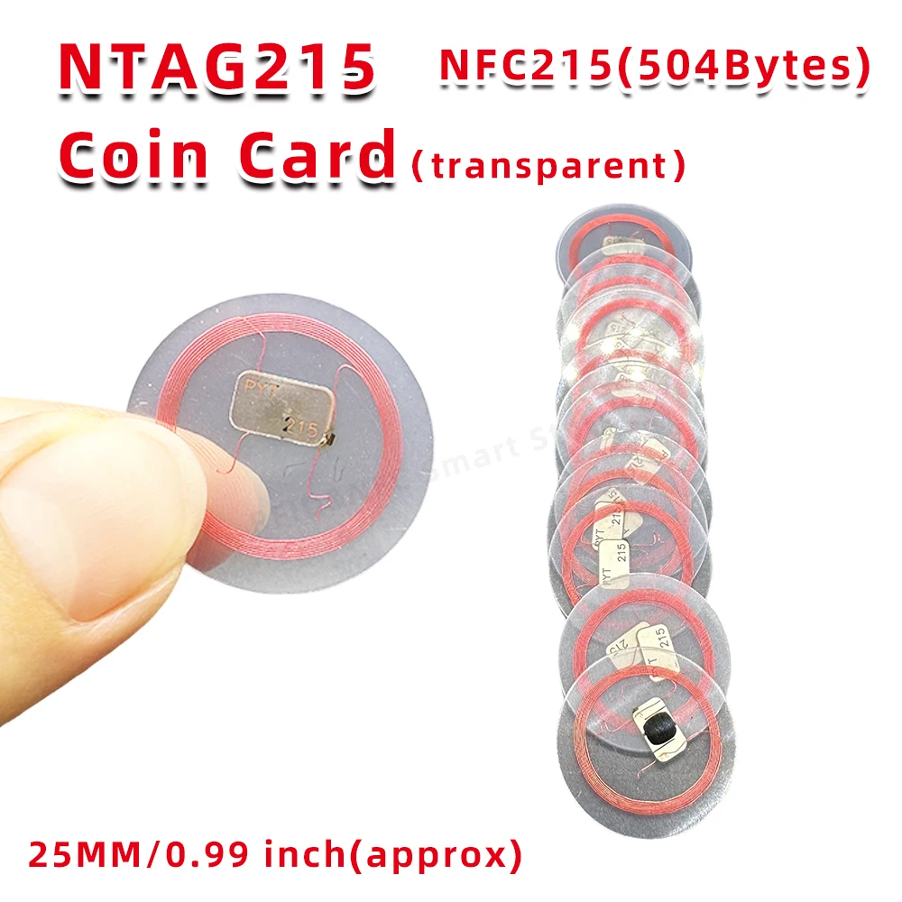 NFC NT/AG 215 Coin Transparent  Cards 13.56Mhz RFID Tags  Cards Compatible with Tagmo NFC Enabled Mobile Phones and Devices