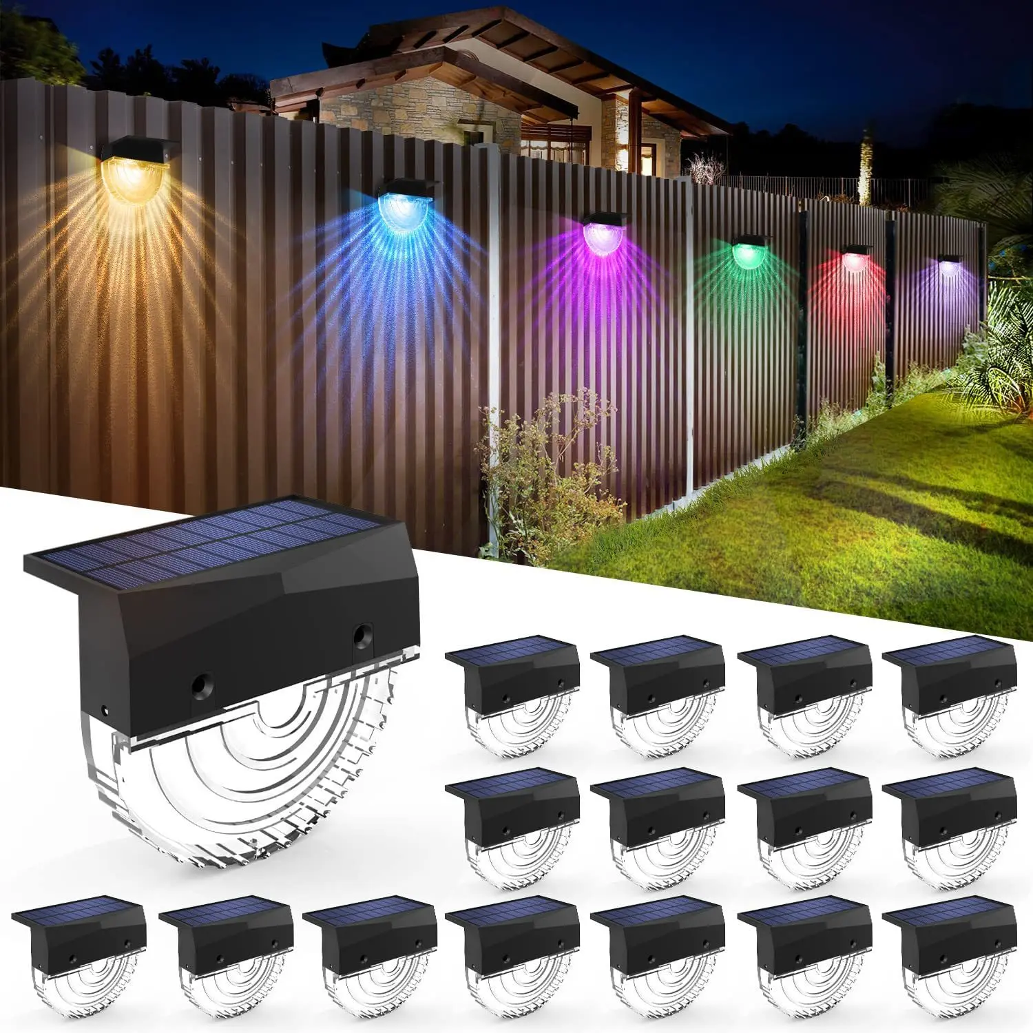 Solar Powered Step Lights Fence Decorations Ambient Lights Colorful Festive Atmosphere Courtyard Lights