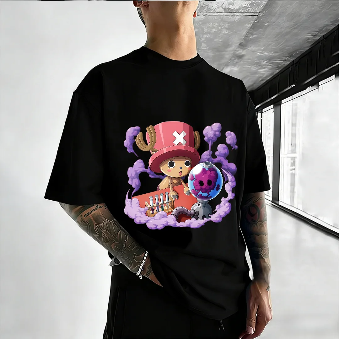 

Летняя распродажа 2026: Мужская футболка One Piece с Тони Тони Чоппером, милая аниме-графика, повседневная свободная футболка с коротким рукавом, уличный стиль