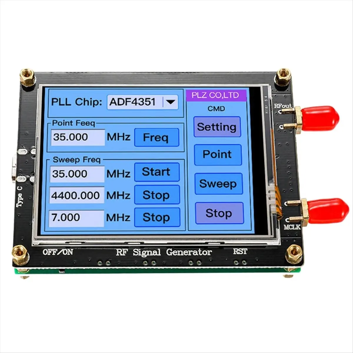 (A99Z) 1set RF Signal Generator with USB Cable Touch Screen ADF4351 35M-4.4G RF Signal Generator PLL Sweep Generator