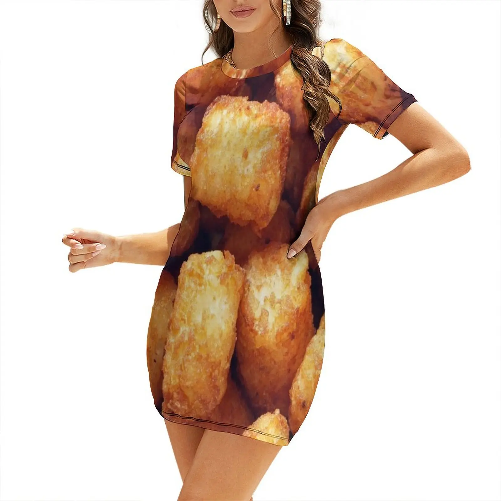 

Tater Tot Short-Sleeved Dress Beachwear women's evening dresses dresses korean style women's fashion dresses Dress