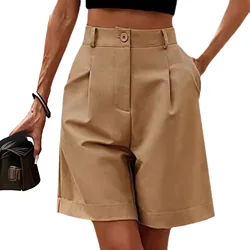 Women Casual Shorts Knee Length Loose Solid Color Ladies Summer Long Short Pants Trousers Women Suit Shorts Streetwear