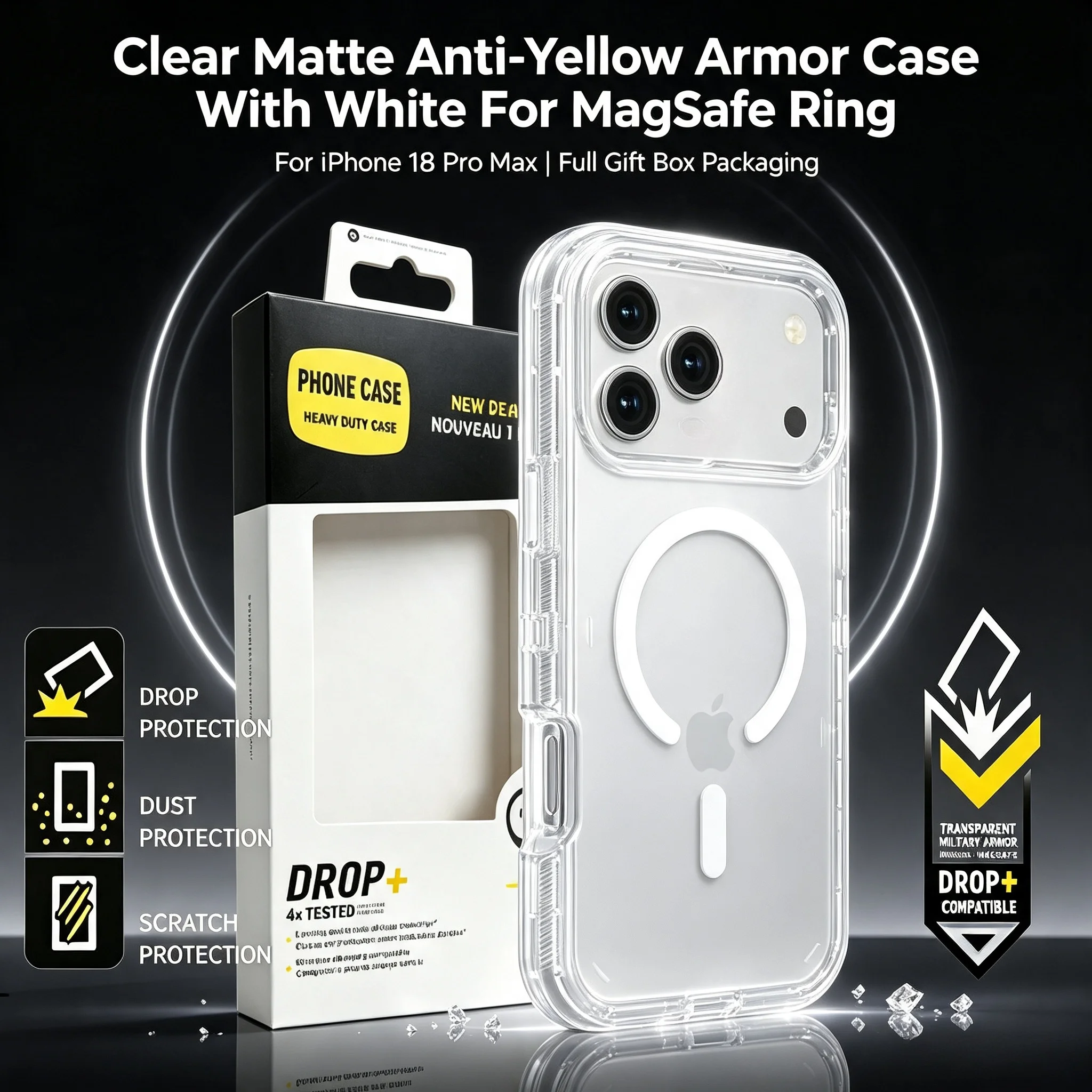 Military Grade Case - เคสกันกระแทกเกรดทหารสำหรับ MagSafe สำหรับ iPhone 18 Pro