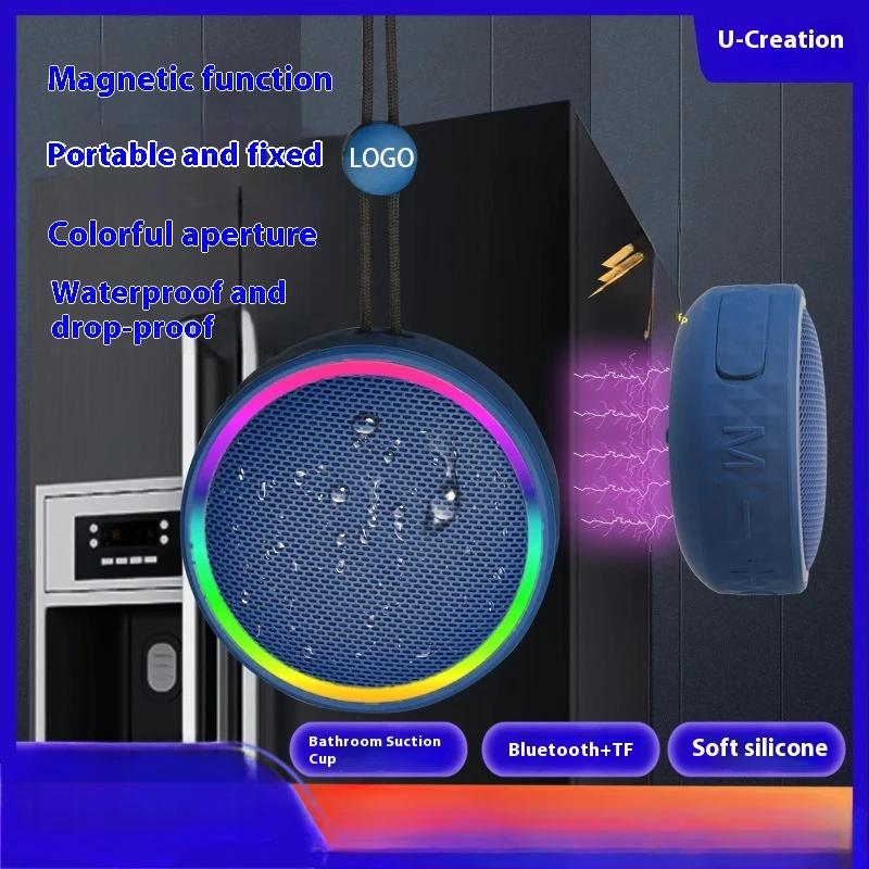 

Magnetic Audio Bathroom Portable Lanyard Suction Cup Waterproof Mini Bluetooth Small Speaker Outdoor LED Light 6 Hours Battery L