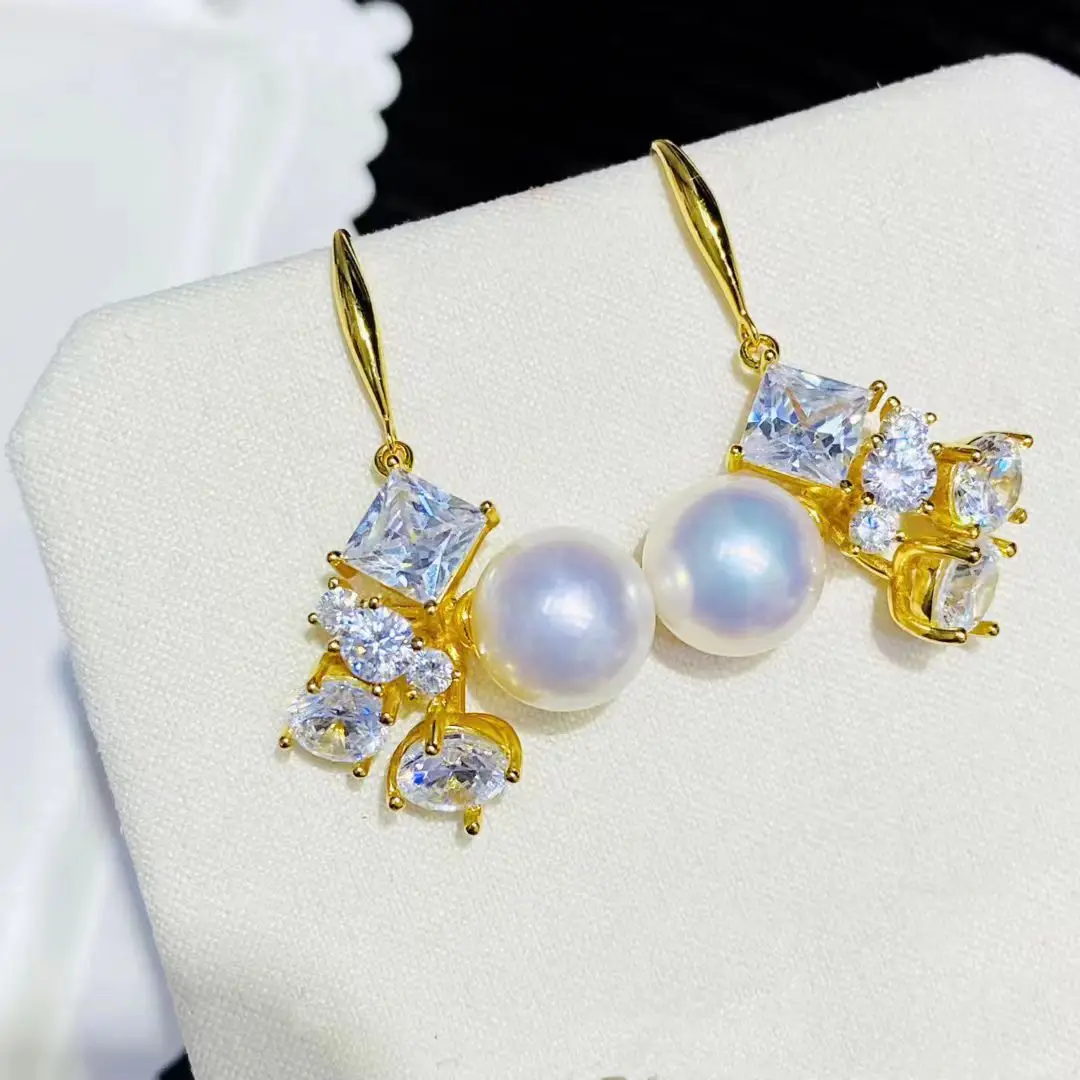 

Оптовая продажа, серьги из стерлингового серебра S925, фурнитура для крепления, базовые монтажные детали, аксессуар для жемчуга 10-11 мм, 5 пар/лот