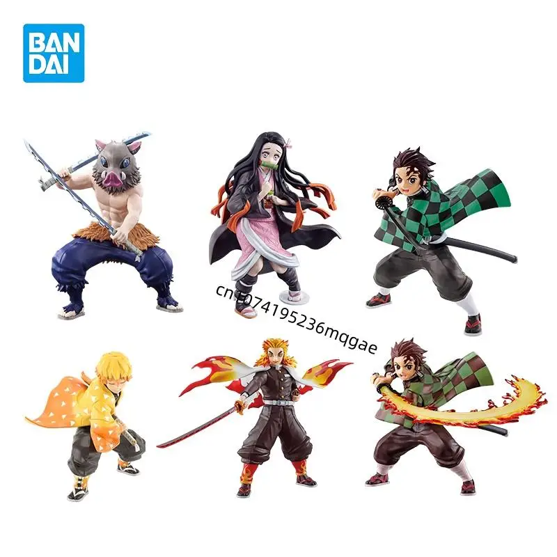 

In Stock Bandai Demon Slayer Kamado Tanjirou Agatsuma Zenitsu Hashibira Inosuke Assembly model desktop decorate Ornaments Toy