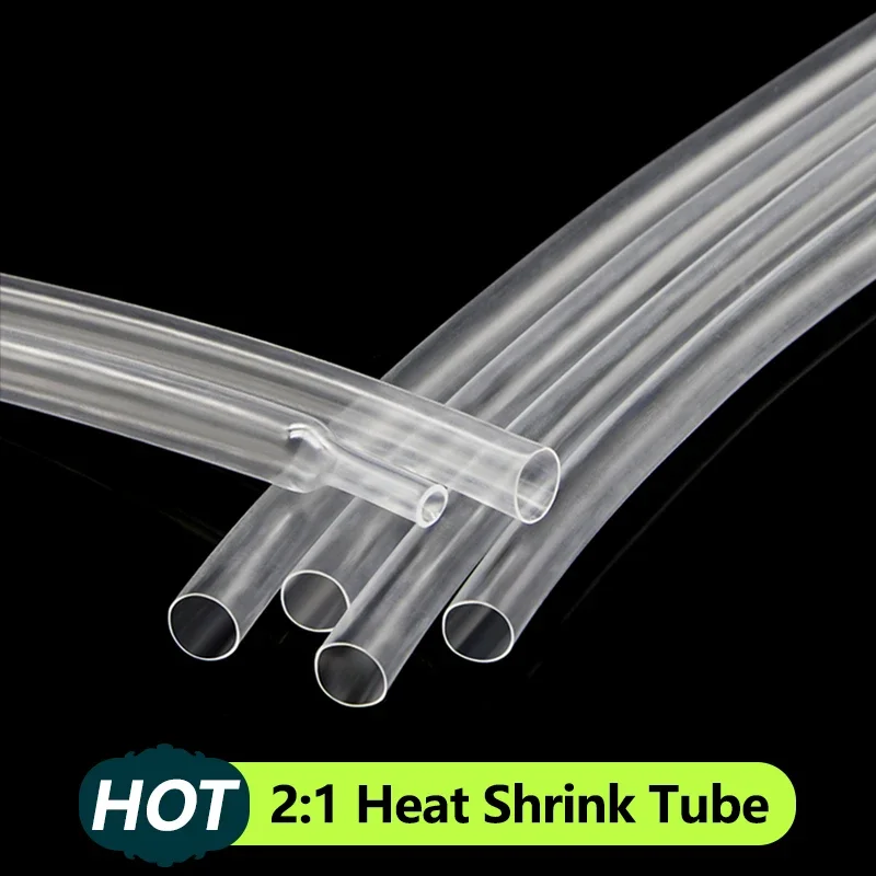 

1~40M Transparent 2:1 Heat Shrink Heatshrink Tube 0.6mm ~ 150mm Diameter Wire Repair DIY Cable Protecctor Sleeving Wrap Tubing