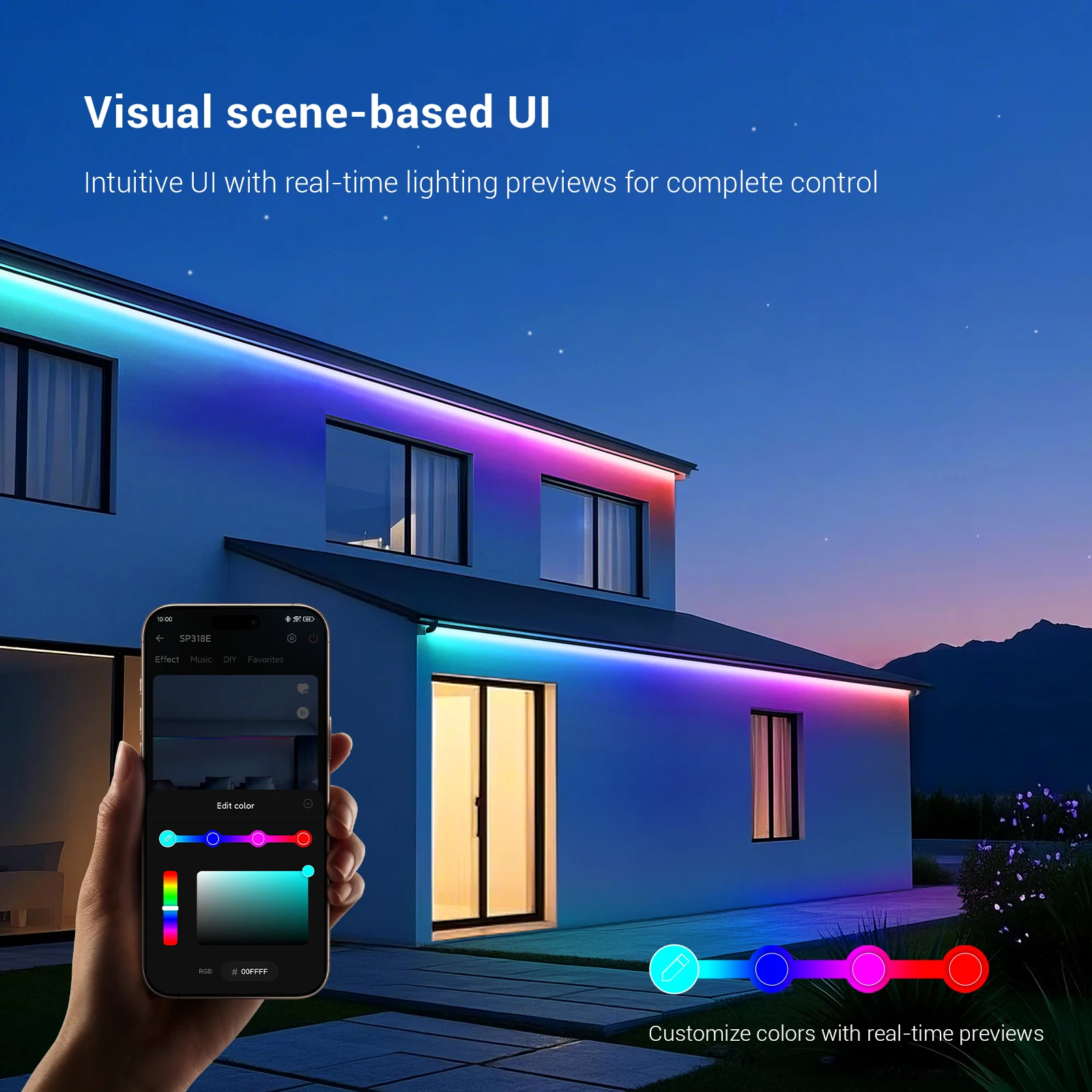 SP318E RGBIC LED Controller MESH Networking Group Control up to 200 Devices App Music DIY BT DC 5-24V