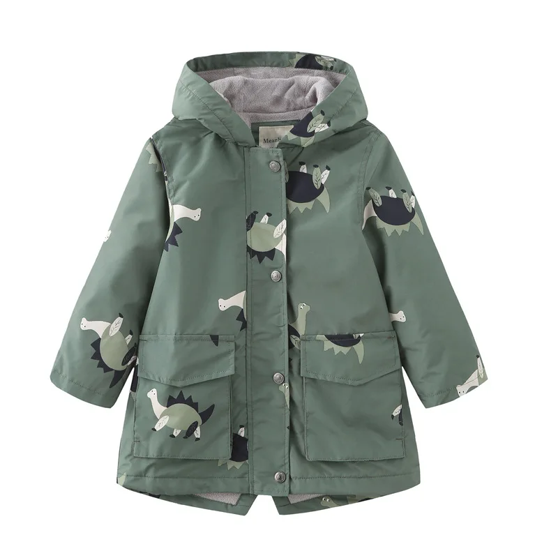 IYEAL Children's Clothing Windbreaker for Girls Boy Girl Spring Clothes Kids Trench Outerwear Cotton Cartoon Hooded Jackets