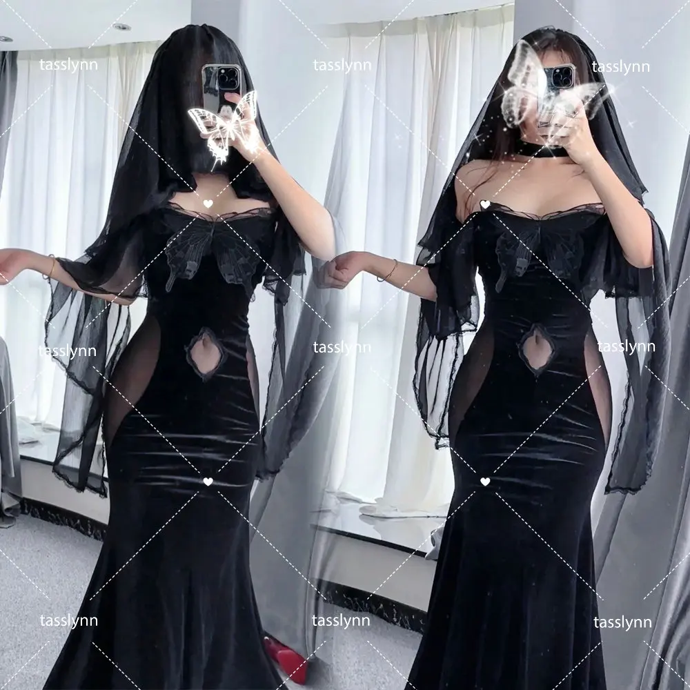 

Anime Cosplay Overlord Albedo Cosplay Costumes Succubus Dress Albedo Succubus Black Mermaid Dress Halloween Costumes for Women