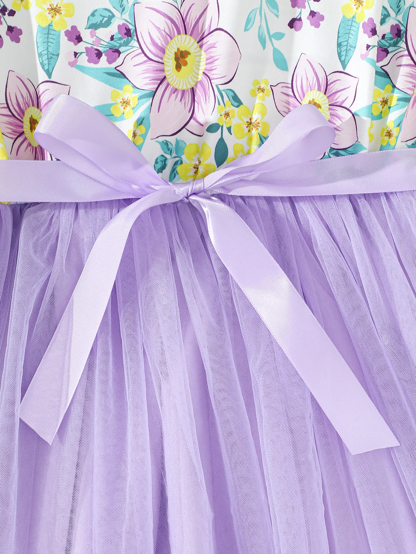 Summer Dress For Big girl Flower Dress  Ruffle Splice Gauze Sleeveless Dress One Piece Princess Dress Purple