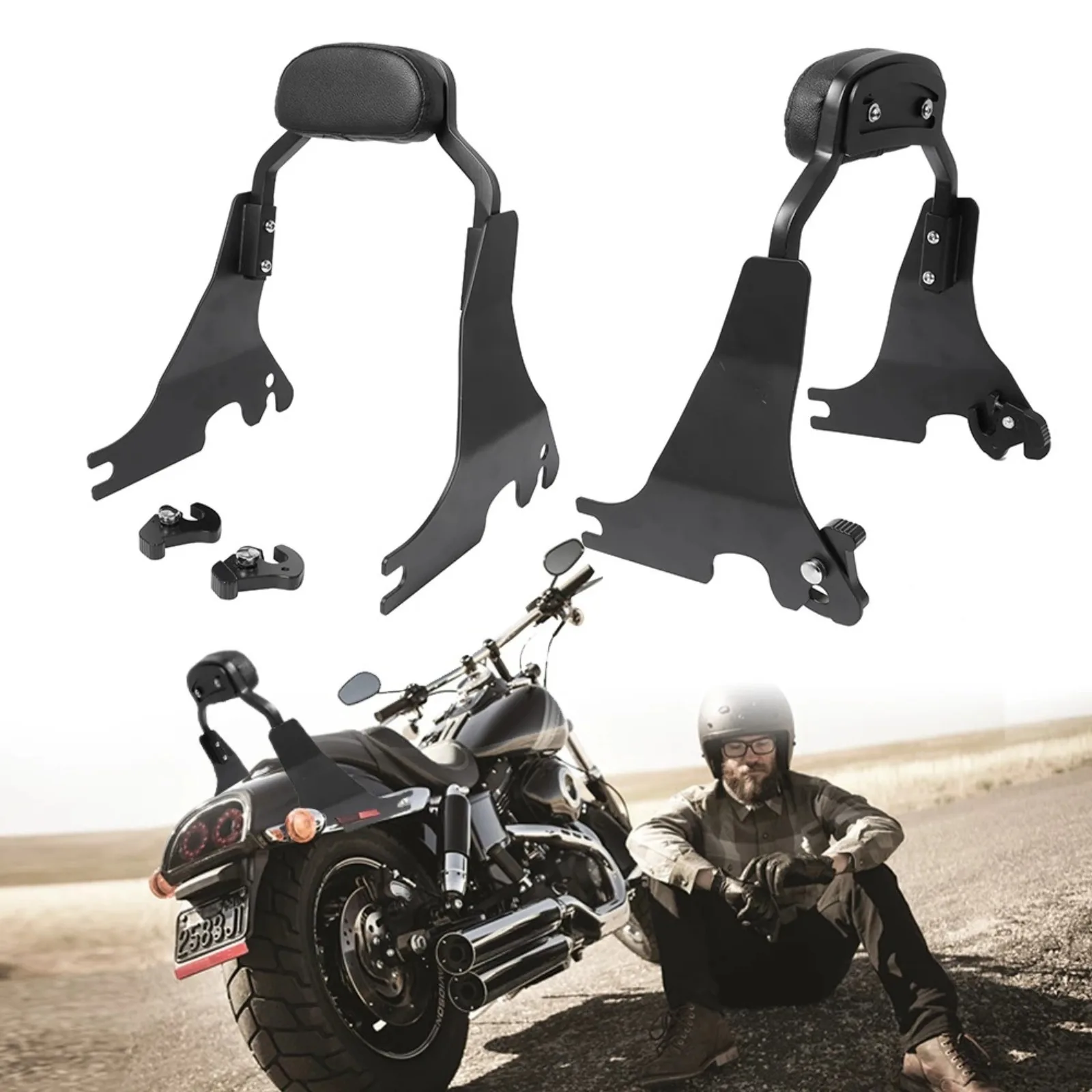 Sissy Bar Backrest Pad & Docking Kit Motorcycle Fit For Harley Sportster XL883 XL1200 04-22