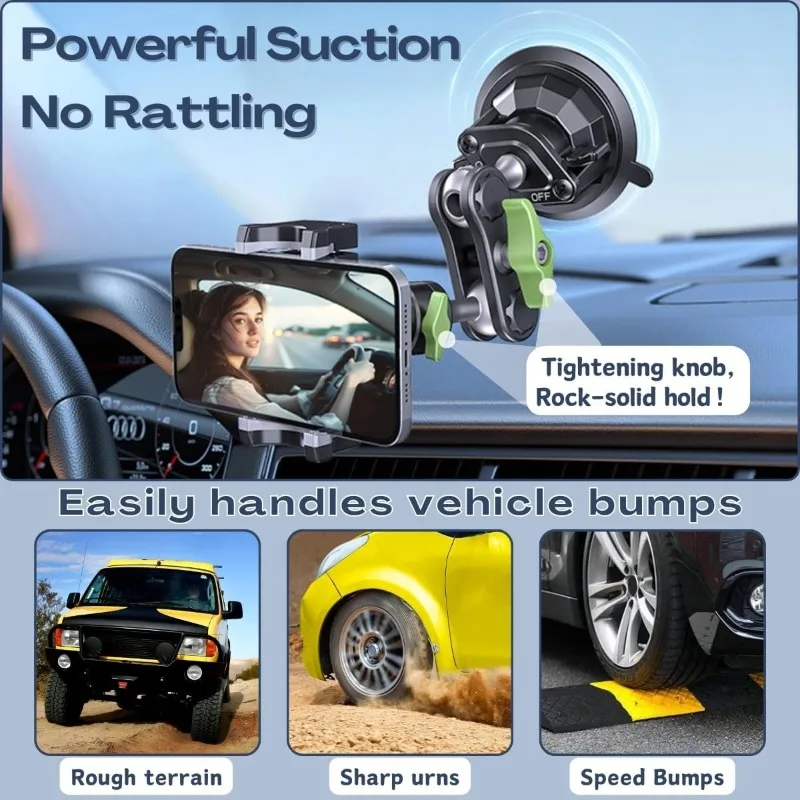Suction cup phone mount,phone holders for car for shooting, 360° rotation car phone holder for windshield,roof glass,car window - Image 4