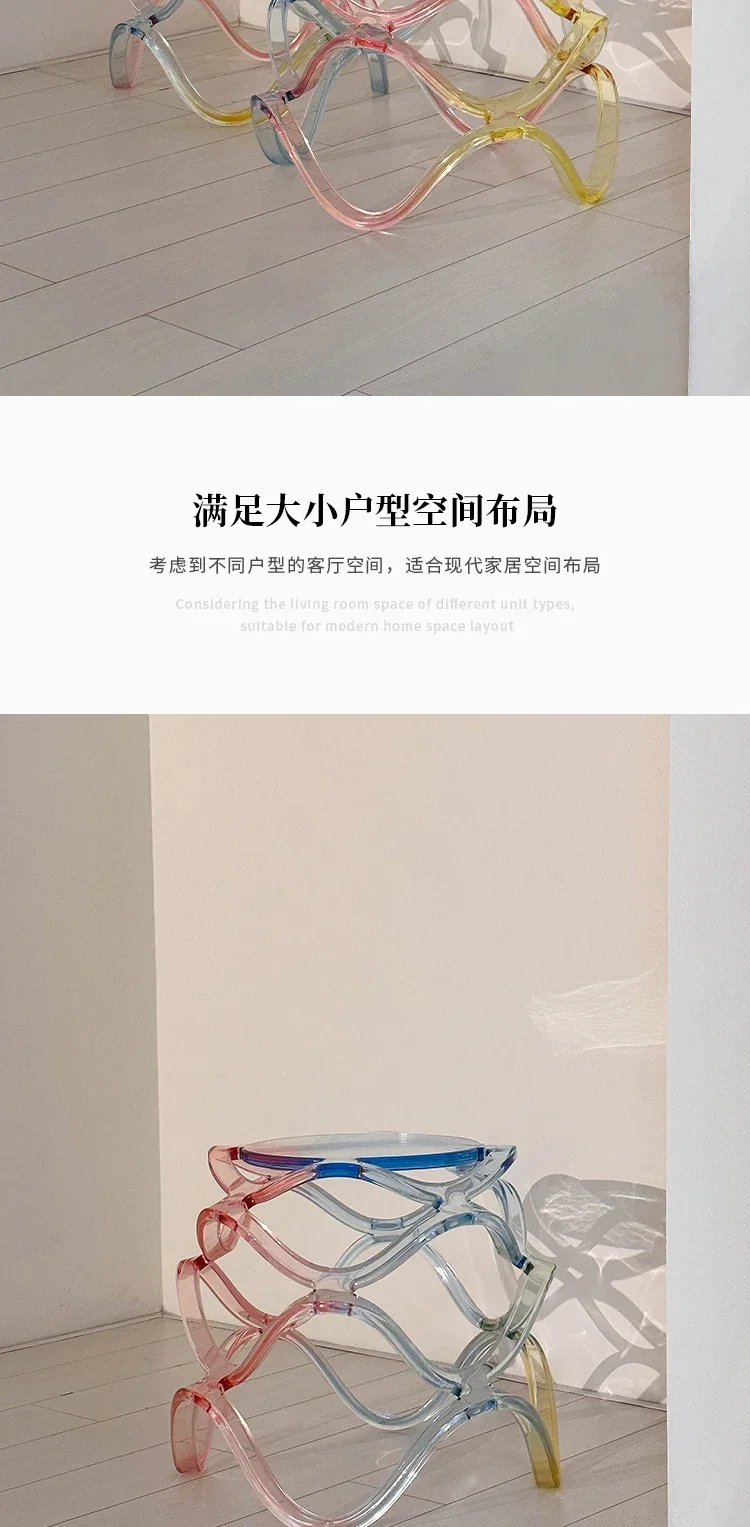 Acryl gewellte Wohnzimmerseite ein paar einfache, transparente Hocker Schlafzimmer Nachttisch