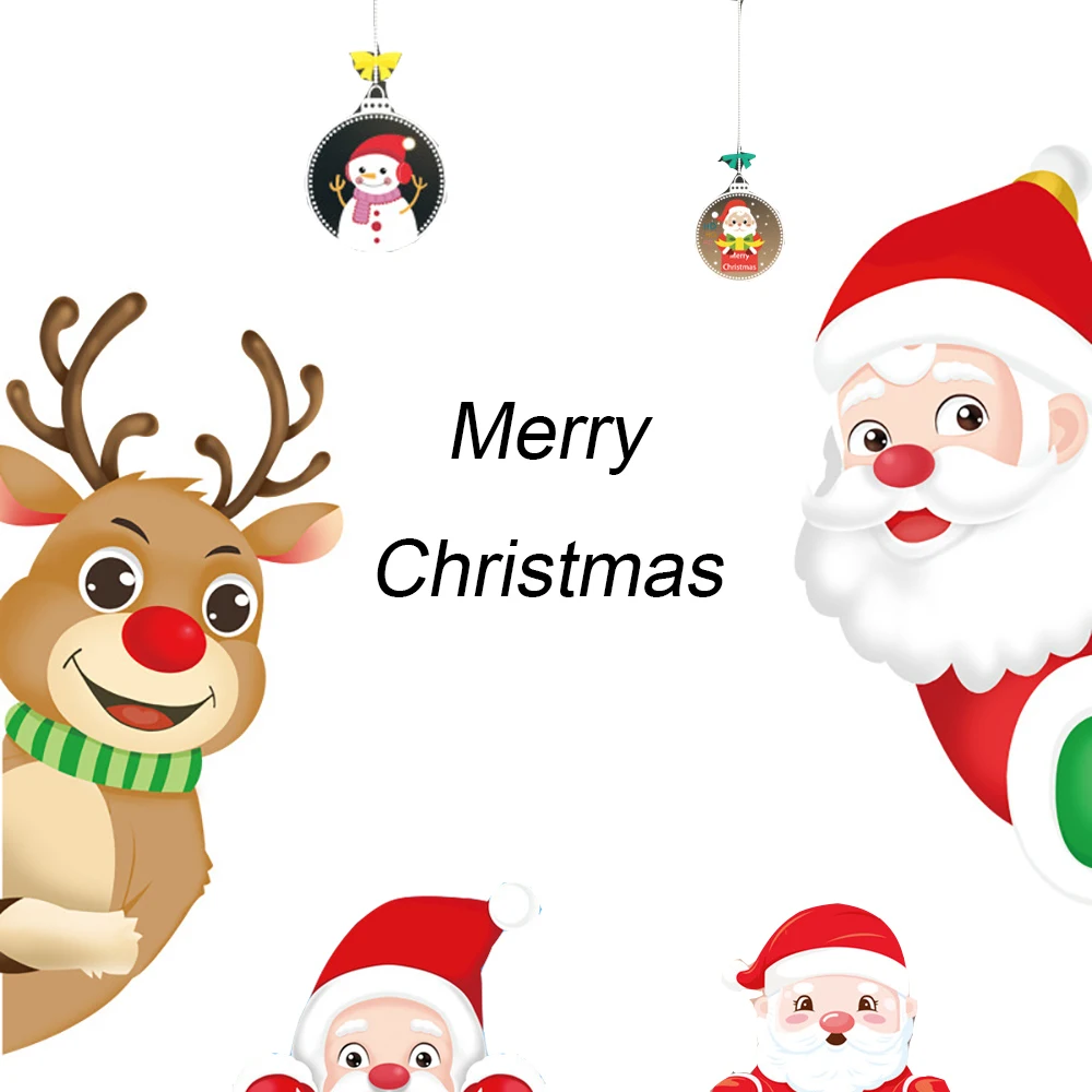 

Christmas Santa Claus Window Electrostatic Stickers Party Supplies Decor For Home Xmas Ornaments Smooth Surface Without Texture