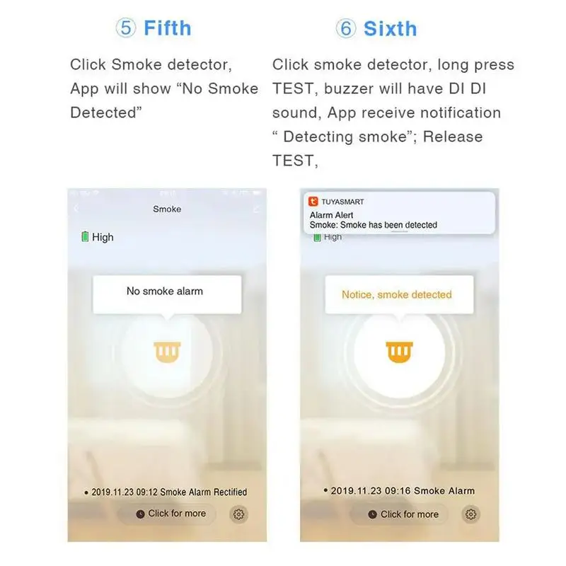 TuyaSmart WiFi SmokeDetector Smart Home 85dB Real-time Monitoring Remote Alarm Notification App Control Works WithAlexa