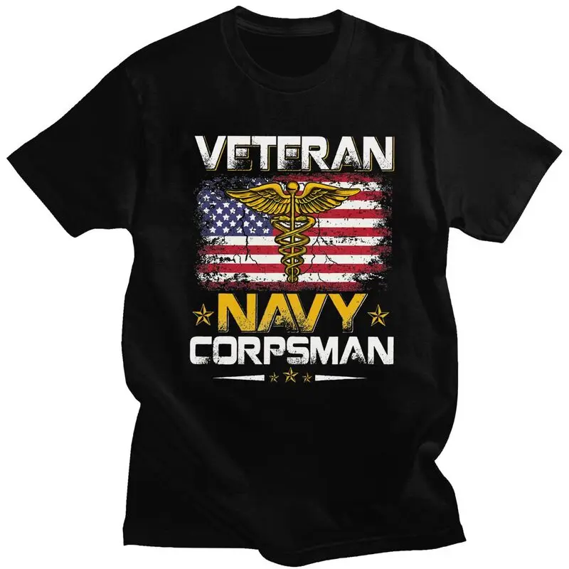 Custom Cool Proud Veteran Corpsman T Shirt Men 100% Cotton T-shirt Veteran Day Patriotic Tees Fashion Tshirt