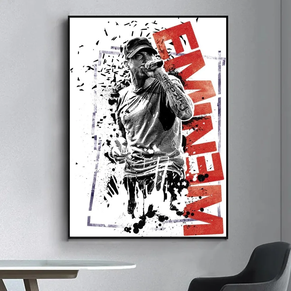 Hot Rapper E-Eminem Poster Fancy Wall Sticker for Living Room Bar Vintage Decorative Painting Middle