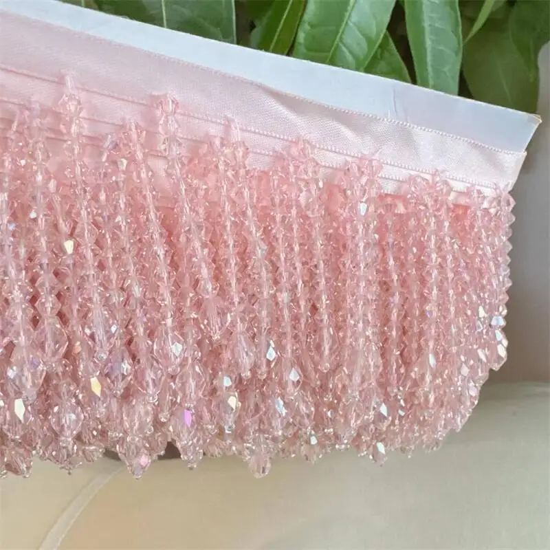5,5 cm hohe Kristallanhänger-Perlenfransen-Spitze für DIY-Kleidung, Bühnenbekleidung, Heimdekoration, Kopfschmuck, dekorative Perlenquasten