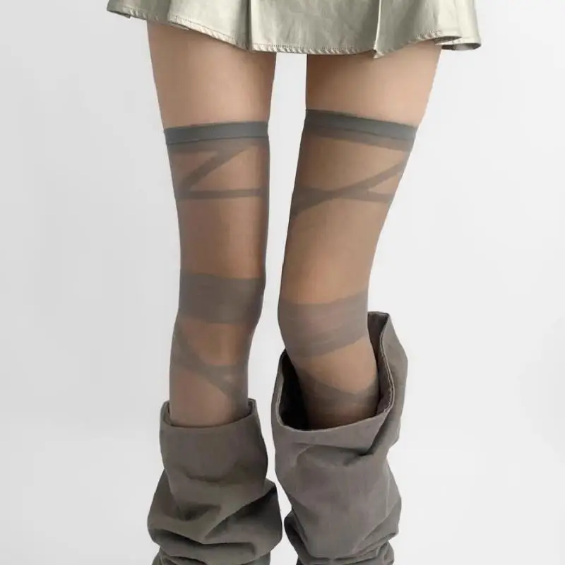 Lolita Damenstrümpfe, ultradünne, transparente Kristallseidensocken, oberschenkelhohe Strümpfe, Mädchen-Strümpfe, oberschenkelhohe Socken – Detail 4