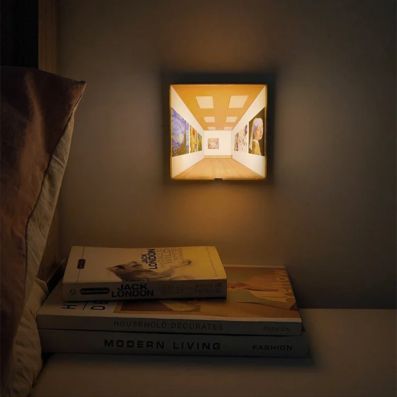 

Светодиодный ночник, креативный 3D настенный светильник, перезаряжаемый через USB для спальни, прикроватная лампа, милый праздничный подарок для девочек, атмосферные светодиодные фонари