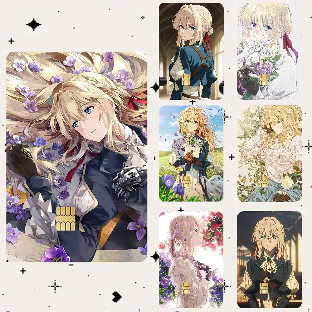 Violet E-Evergarden Waterproof Bank Card Sticker Skin for Credit Debit Chip Cards Decorative Cover Film