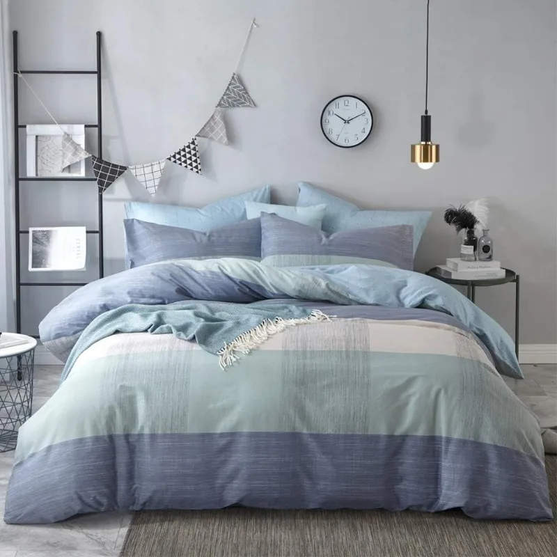 Soft Cotton Modern Bedding Set with Zipper Ties Mint Green Duvet Cover Set Perfect for Him and Her, Easy Care, Soft and Durable