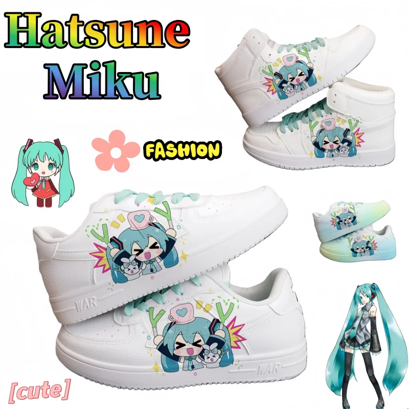 

Кроссовки Hatsune Miku, милые и мультяшные, стильная и простая, удобная и дышащая спортивная обувь, подарок на день рождения для девочек.