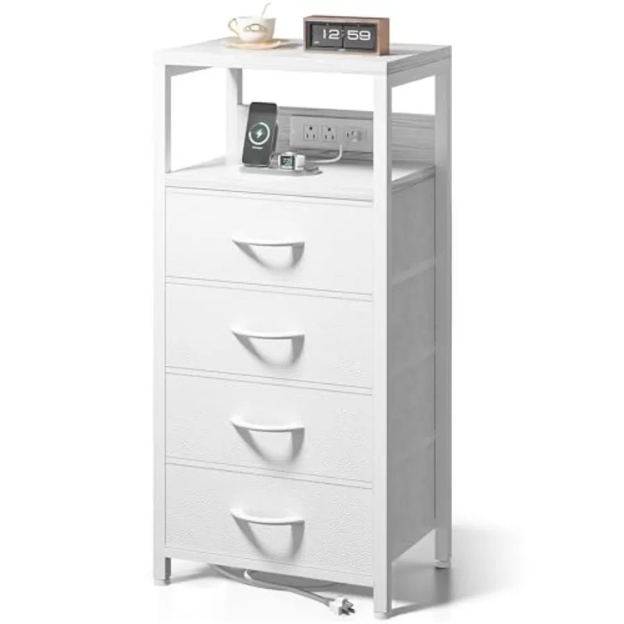 NightStand Bedside Charging Table Bedroom - Night Stand with Charger Station Modern Bed Side Table with USB-C USB Ports and AC