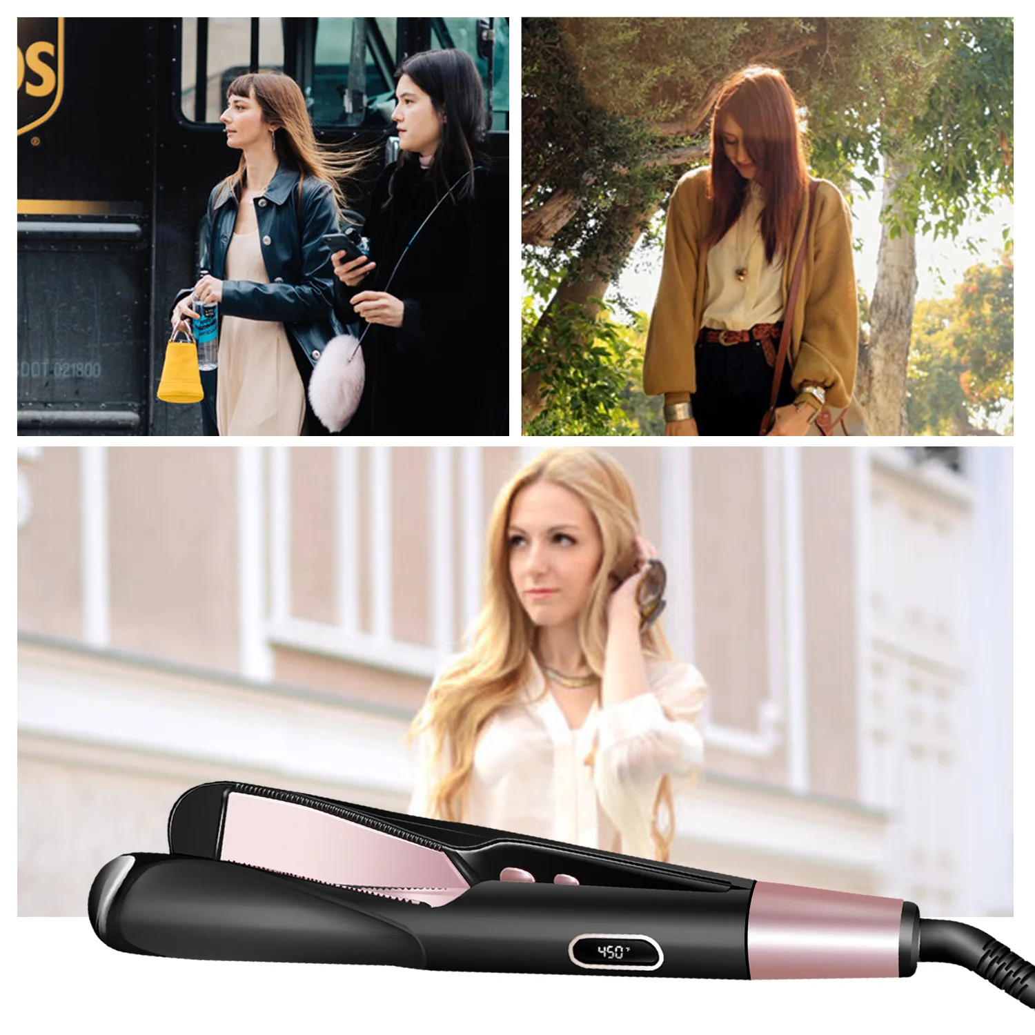 2 In 1 Curling And Straightening Twist Iron Splint Professional Negative Ion Flat Iron Instant Heating Hair Straightener&Curler