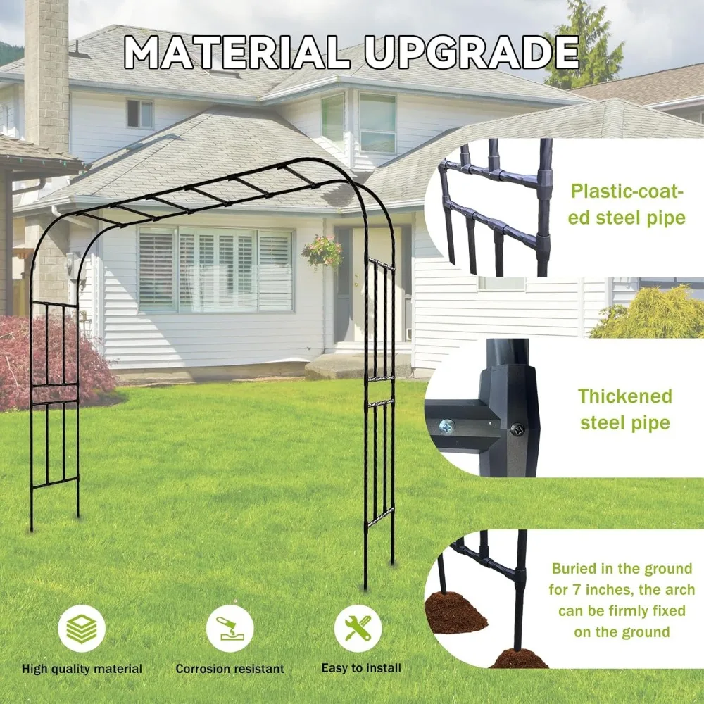 أنبوب حائط فائق النحافة على شكل قوس الحديقة (25 مم) - 126 (طول) * 105 (ارتفاع) بوصة، سميك، أنابيب فولاذية بلاستيكية تقنية مضادة للصدأ، قوس معدني، S