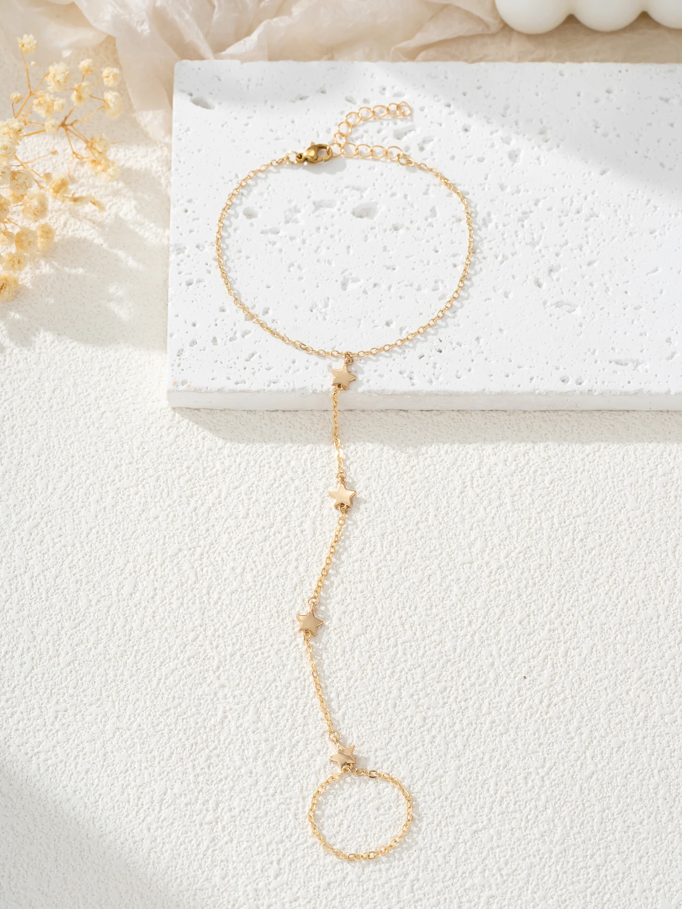 Minimally stylish mini star pendant integrated ring bracelet dance music festival jewelry #5