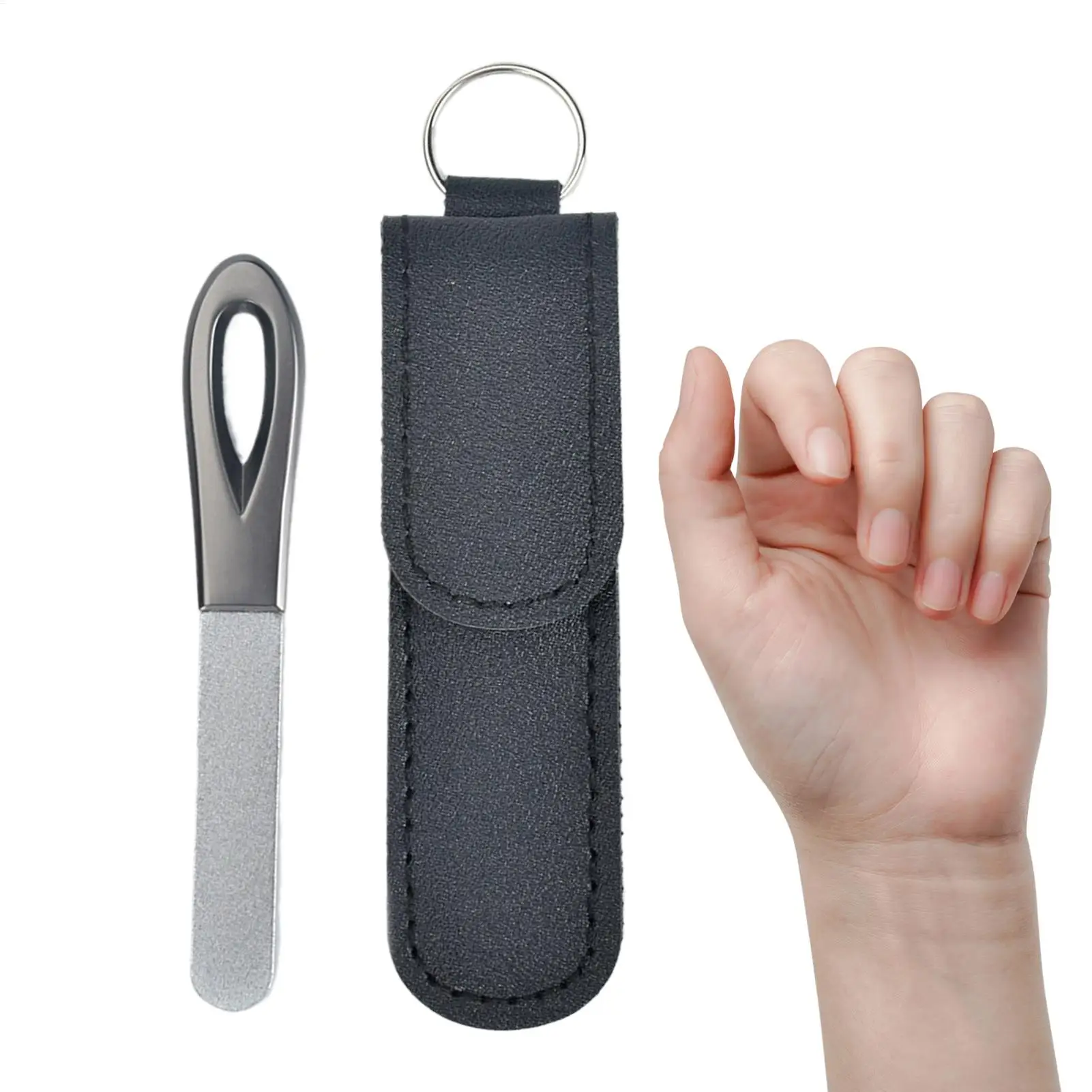 Metal Nail File Double-Sided Heavy Duty Tool With Keychain Case Nail Files For Women Men Manicure Pedicure Beauty Home Travel