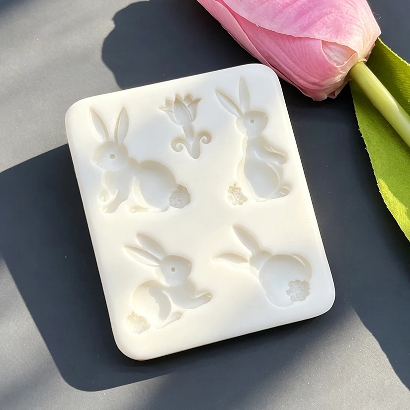 Forma silikonowa do dekoracji ciast i babeczek z motywem Wielkanocnego Króliczka, do czekolady, fondantu i innych słodyczy. — zdjęcie 5