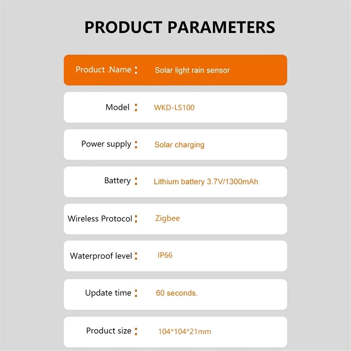 B02B-Tuya Smart Zigbee Rain Sensor with Light Detector Solar Operated IPX6 Waterproof Rain Detector Remote Control
