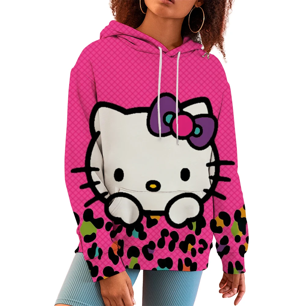 Sanrio Leuke Hello Kitty Jas Vrouwelijke Losse Student Oversized Hoodie Gotische Hoodie Kawaii Kleding Y2k Sweatshirts