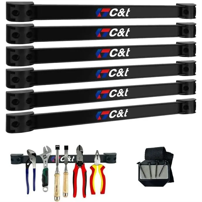 

Magnetic Tool Holder Strip 6-Pack with Wrist Holder, Heavy Duty Alloy Steel Organizer for Garage Workshop Kitchen Tools
