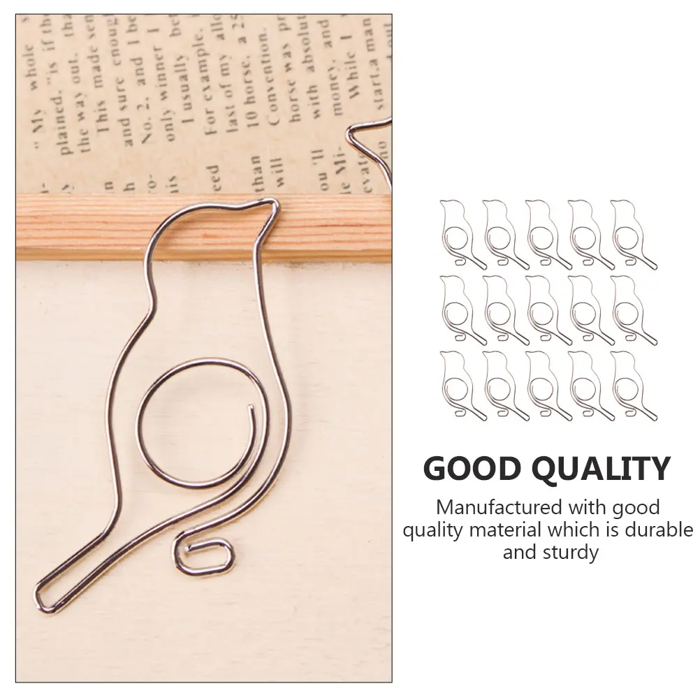 

20pcs Metal Bird Shaped Paper Clips Lovely Design Stationery Office School Supplies Creative Binder Accessories
