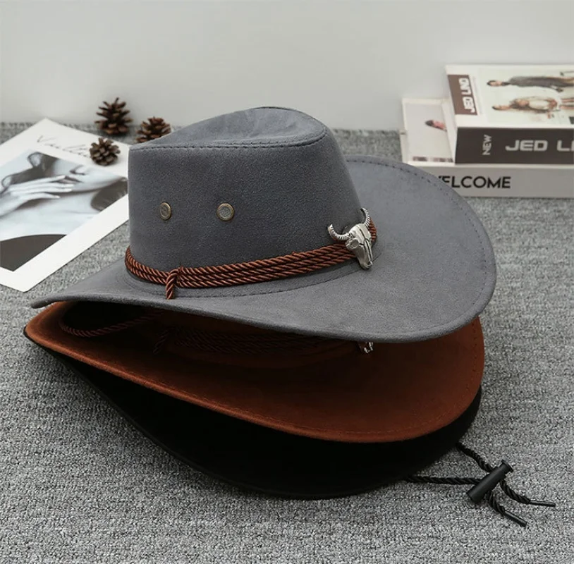 1PC Neue Unisex Künstliche Wildleder Strand Cowboy Hut Breiter Krempe Sonnenschutz Party Cosplay Hut Einfarbig Atmungsaktive Jazz hut