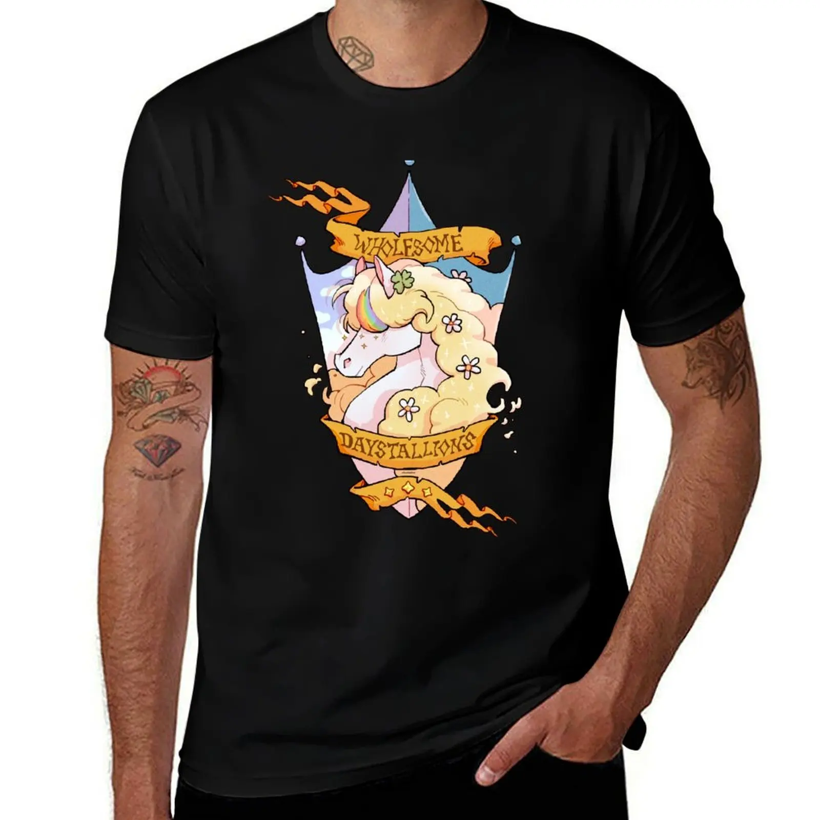 The Wholesome Daystallions Crest T-Shirt Sweat Absorbing Sports Tee Shirt T-Shirt