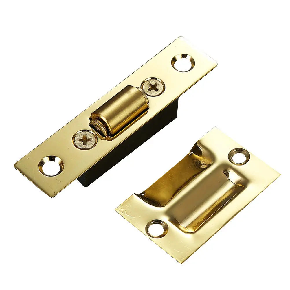 Closet Ball Catch Stainless Rust Proof Door Hardware Adjustable Catch with Strike Plate Brushed Satin Golden Finish