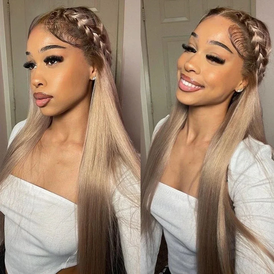 

Ombre Blonde 26 "Длинный 180 Плотность Бесклеевой Синтетический Прямой Парик Фронта Шнурка 13*4*1 с Челкой Для Женщин Детские Волосы Предварительно Сорванные
