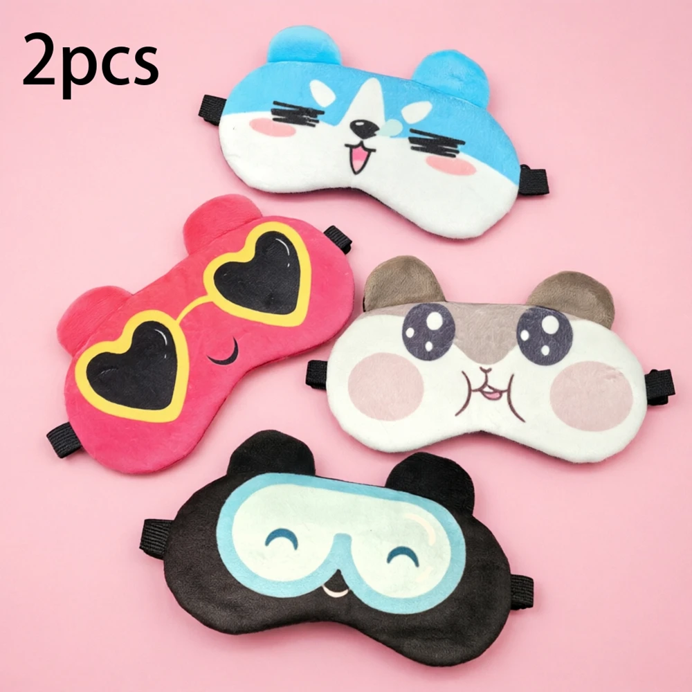 2-Pcs Couple Cartoon Eye Mask Light Blackout Eye Masks Funny Expression Student Eyeshade Dormitory Afternoon Relaxation Eyeshade