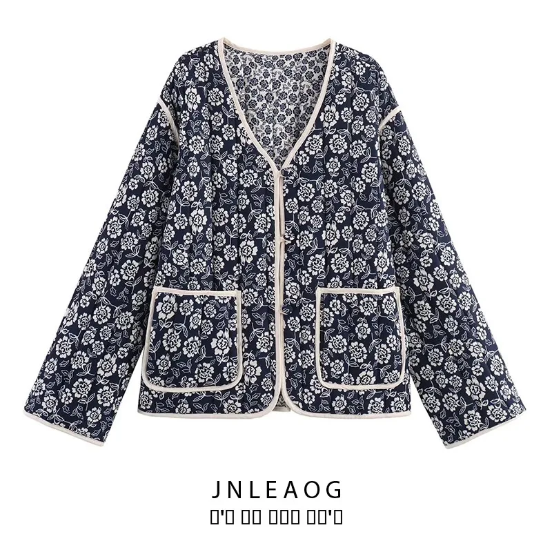 

JNLEAOG Faionable Double-Sided Print Cotton Jaet Women's Street Sle Straight Cut Long Sve Zipper Closure Hooded Coat
