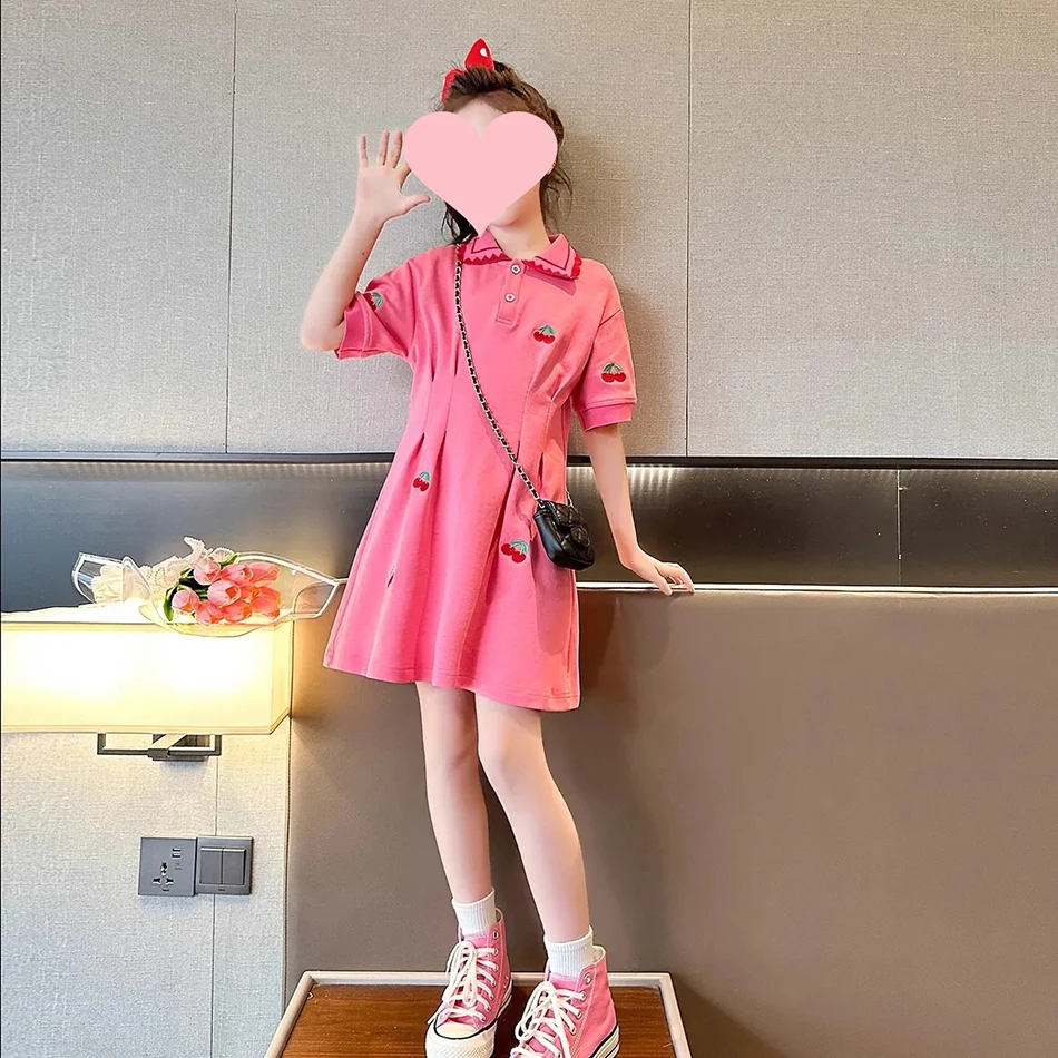 Girls Summer Casual Dresses Stylish Polo Collar Design with Comfort Soft in Mind Perfect for Your Little Girls Leisure Wardrobe