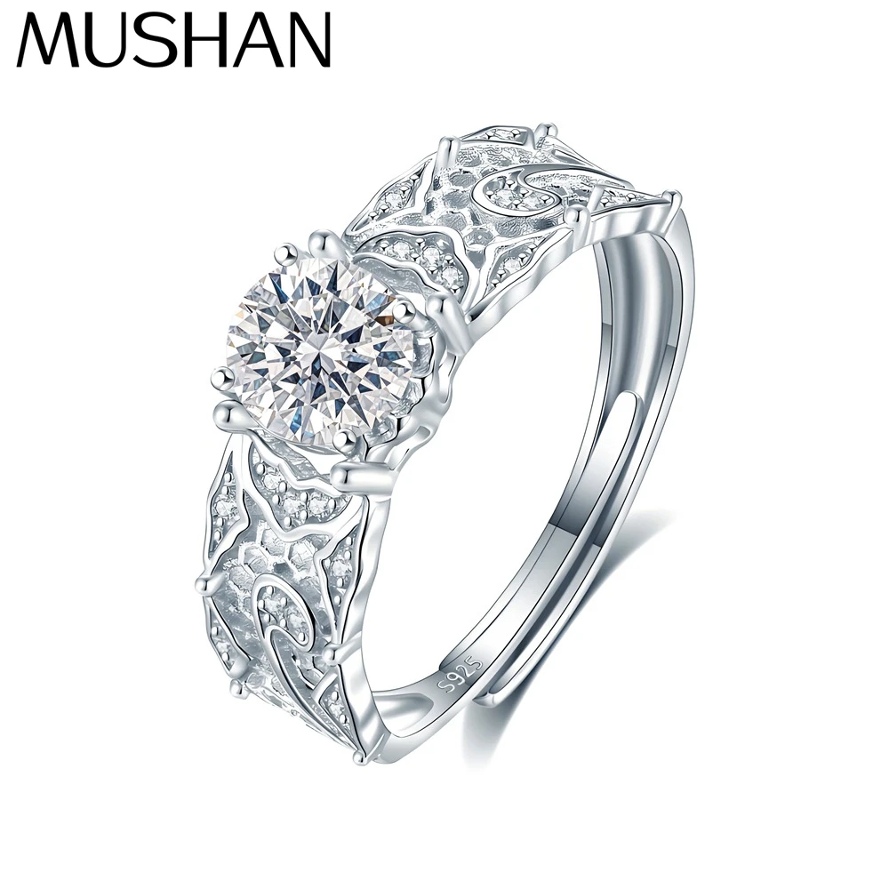 

MuShan Designer Jewelry 925 Sterling Silver Ring D Color Moissanite Brilliant Ring for Sister 18K Gold Plated MST Patent Rings